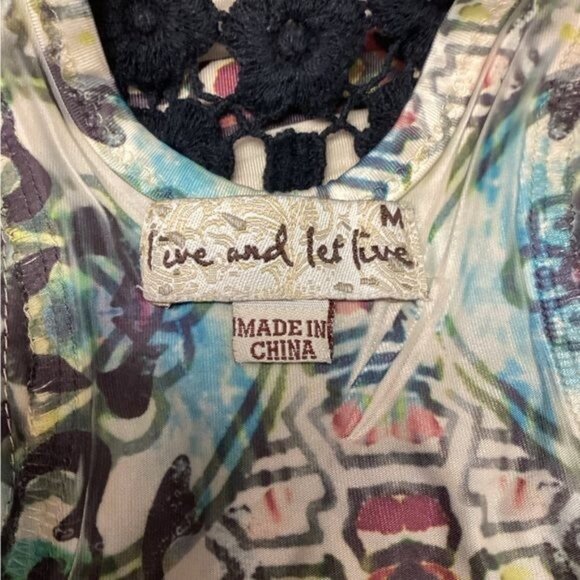 One World Women’s Crochet Lace Racerback Tank Top, Multi, size M - Picture 6 of 8